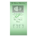 Baby Footprints (Green Twins) Photo Card Template