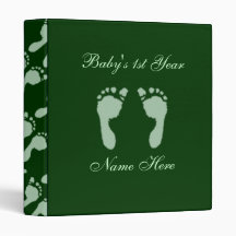 Baby Footprints (Green) Vinyl Binder
