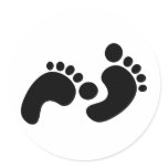 baby footprints round sticker