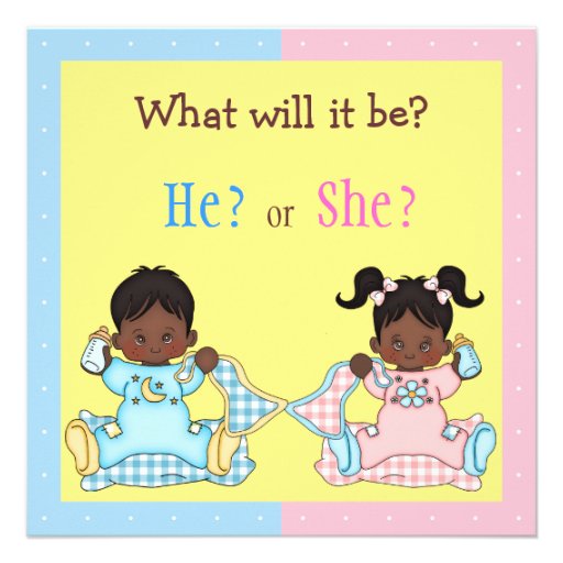 Baby Gender Reveal African American Babies Custom Invite