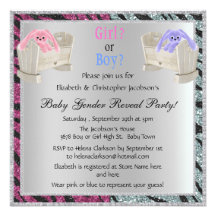 Baby Gender Reveal Animal Print, Bunnies & Cribs Invite