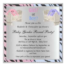Baby Gender Reveal Animal Print, Bunnies & Cribs Announcements