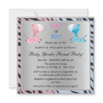Baby Gender Reveal Animal Print & Giraffes Custom Invitation