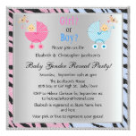 Baby Gender Reveal Animal Print Strollers Personalized Invite