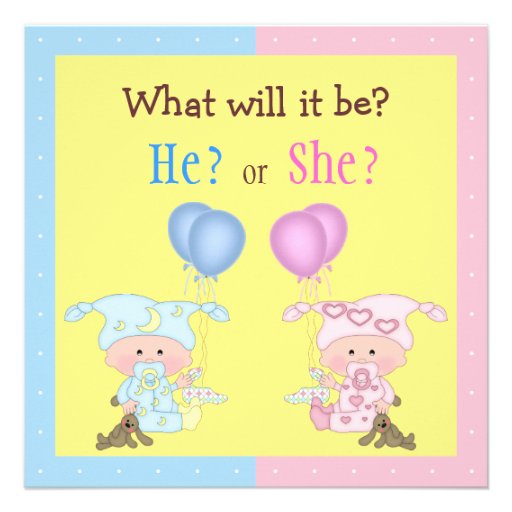 Baby Gender Reveal Cute Babies & Bunnies Announcements
