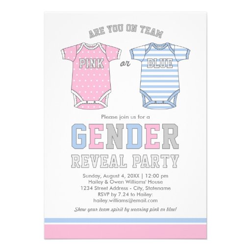 Baby Gender Reveal Party Invitation | Pink or Blue (front side)