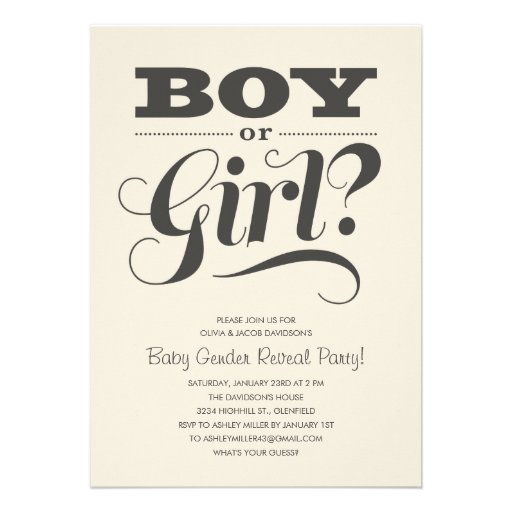 Baby Gender Reveal Party Invitations