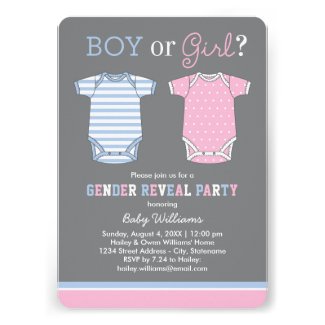 Baby Gender Reveal Party Invitations | Boy or Girl Personalized Announcements