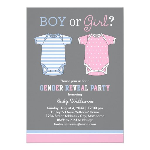 Baby Gender Reveal Party Invitations | Boy or Girl (front side)