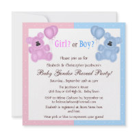 Baby Gender Reveal Pink &amp; Blue Bears &amp; Balloons Announcement