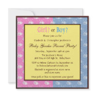 Baby Gender Reveal Pink &amp; Blue Bunnies Invitations