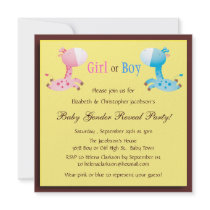 Baby Gender Reveal Pink & Blue Giraffe Custom Invites