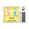 Baby Gender Reveal Pink & Blue Giraffes Postage