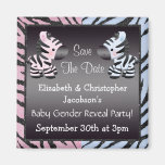 Baby Gender Reveal Save The Date Zebras Refrigerator Magnet