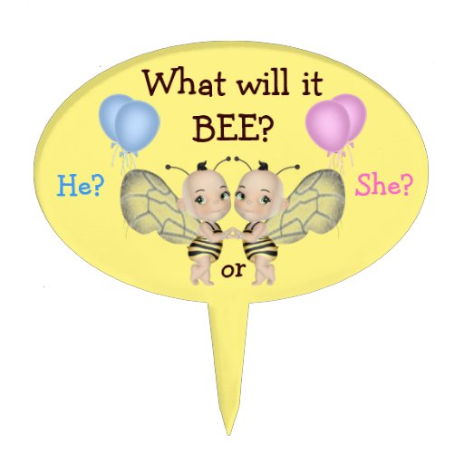 Baby Gender Reveal What Will it BEE? Honey Bees Cake Picks