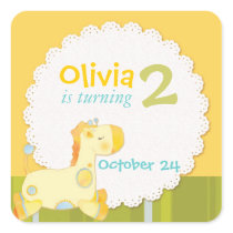 Baby Giraffe Birthday Party Invitation Stickers stickers