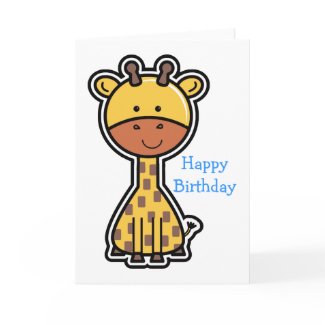 Baby Giraffe Sticker Birthday zazzle_card