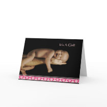 Baby Girl Annoucement Cute with your Photo - Greeting Cards