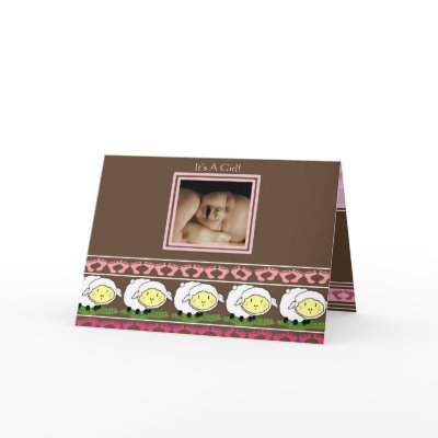 Baby Girl Annoucement  Sheep with your Photo - Cards by samack