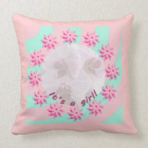 Baby Girl Announcement American MoJo Pillow pillows