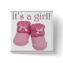 Baby girl announcement button