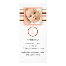 Baby Girl Announcement Card Personalized Rack Card
