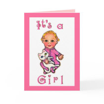 Baby Girl Announcement Greeting Card by jamiecreates1 Baby Girl Announcement Greeting Card