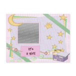 baby girl announcement photo card postcard