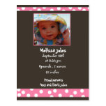 baby girl announcement  photo card postcards