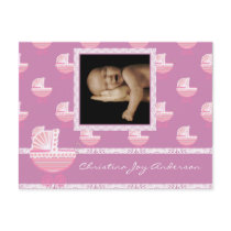 Baby Girl Announcement - Pink Baby Buggy Post Cards