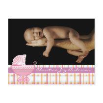 Baby Girl Announcement - Pink Baby Buggy Post Cards
