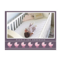 Baby Girl Announcement - Pink Baby Buggy Postcard