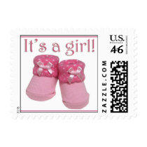 Baby girl announcement postage stamps