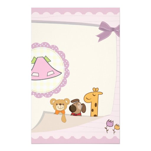 Baby Girl Baby Animals Baby Shower Stationery Zazzle
