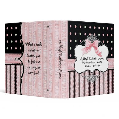 Baby Girl Baby Book Binder - French Bow  Dot vs3 by AudreyJeanne