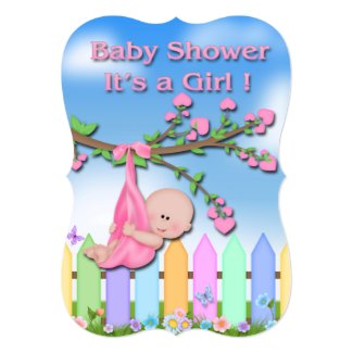 Baby Girl - Backyard Baby Shower Invitations