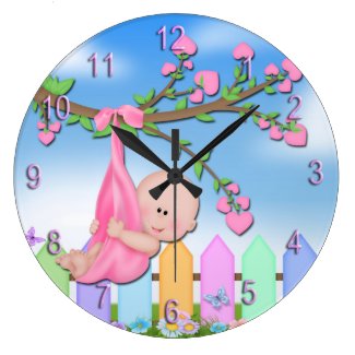 Baby Girl - Backyard Round Wall Clock
