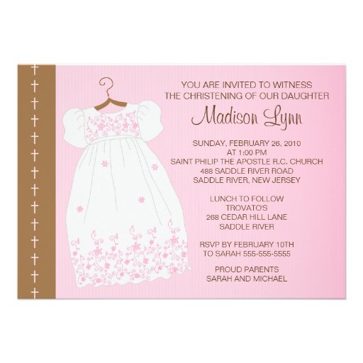 Baby Girl Baptism / Christening Inviation Personalized Announcement
