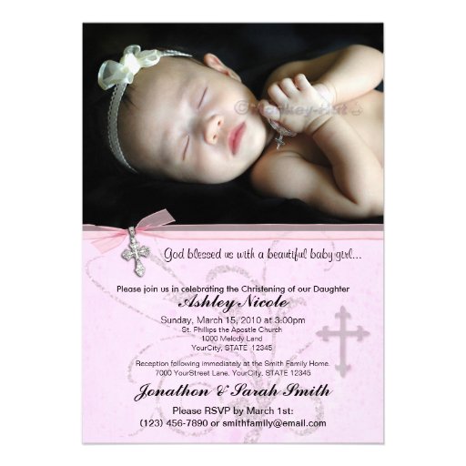 Baby Girl Baptism or Christening Invitation