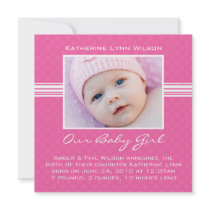 Baby Girl Birth Announcement Card invitations by SoCalTeeShirts Baby Girl Birth Announcement Card invitations
