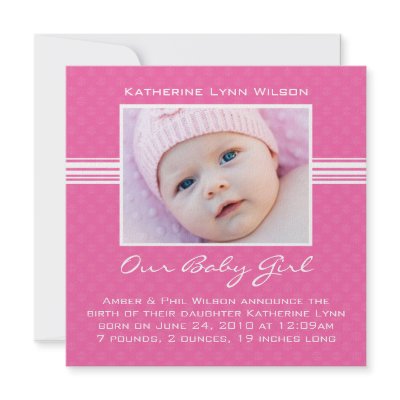 Baby Girl Birth Announcement Card by eventfulcards
