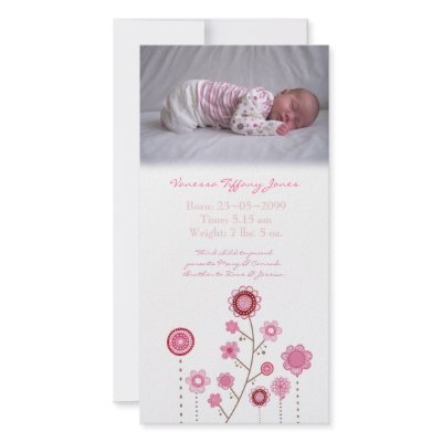 Baby Girl Birth Announcement Photo Card Template by Pip_Gerard