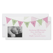 Baby Girl Birth Triangle Flags Banner Photocard Picture Card