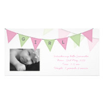 Baby Girl Birth Triangle Flags Banner Photocard Picture Card