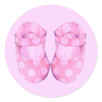 Baby Girl Booties Round Sticker stickers