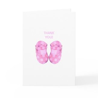 Baby Girl Booties Thank You Card card