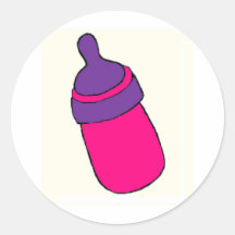 Baby Girl Bottle Round Sticker
