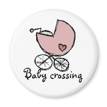 Baby girl buggy fridge magnet