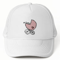 Baby girl buggy with little heart mesh hat