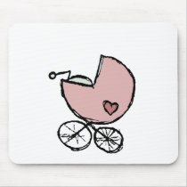 Baby girl buggy with little heart mouse pad
